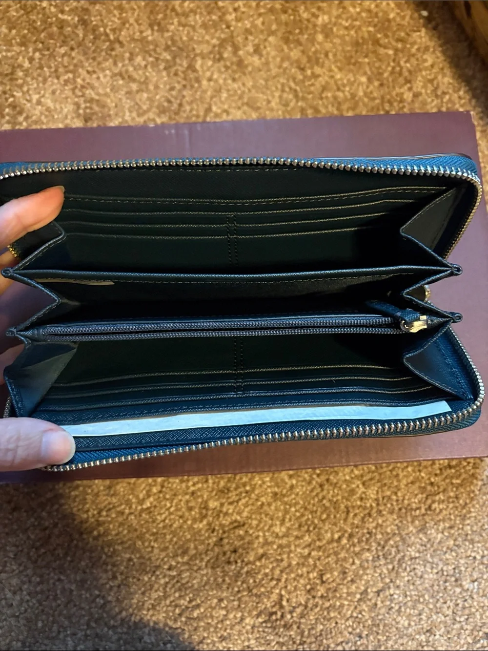Coach Teal Croc-Embossed Zip Wallet